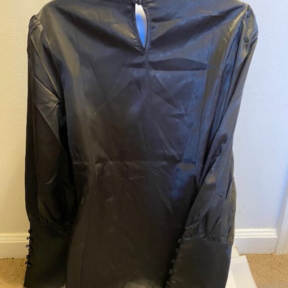 Women's CHIGANT Silk (Size: M) Black Long Sleeve Blouses - Picture 6 of 8
